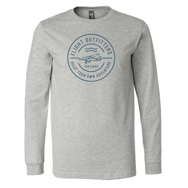 Pilot your own adventure badge long sleeve t-shirt athletic heather