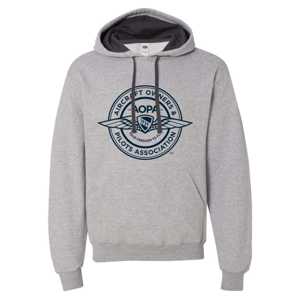 The AOPA Badge Logo Hoodie (Blue) - Athletic Heather