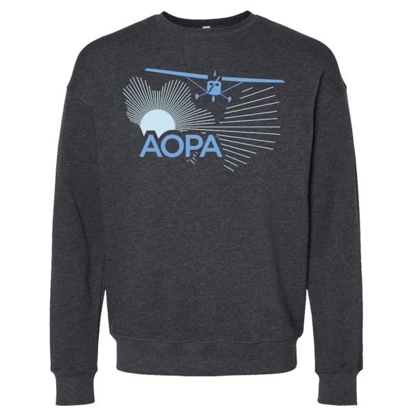 The AOPA High Wing Sunrise Crew Sweatshirt - Dark Grey Heather