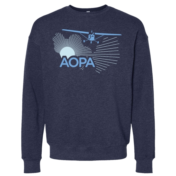 The AOPA High Wing Sunrise Crew Sweatshirt - Navy