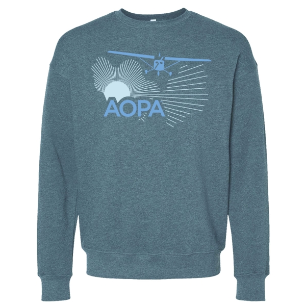 The AOPA High Wing Sunrise Crew Sweatshirt - Heather Slate