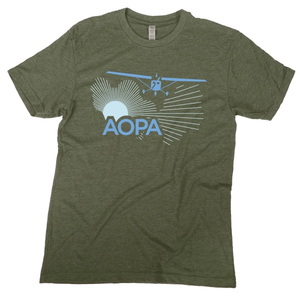 The AOPA High Wing Sunrise Tshirt - Heather Olive